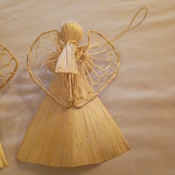 Lot of 3: Delicate Fragile Handmade Corn Husk Angel Christmas Ornaments - Picture 8 of 10